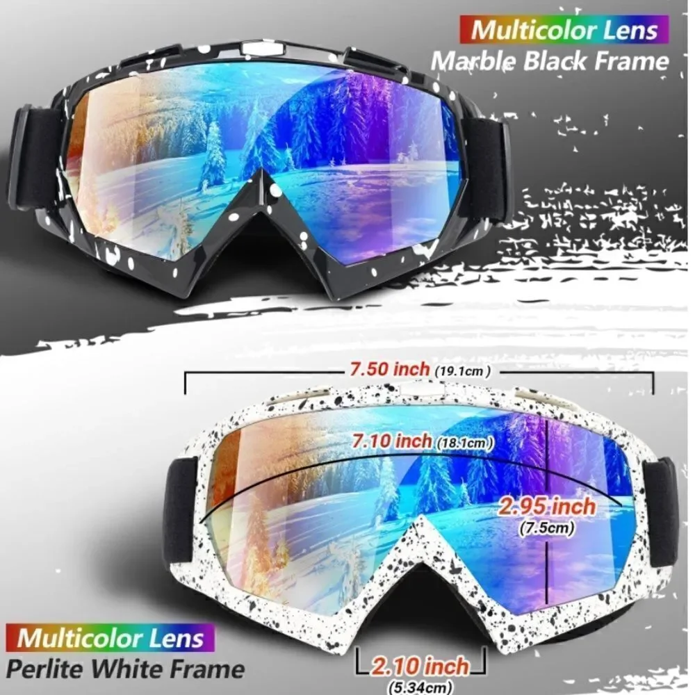 Black and White Ski Goggles Unisex 2 pairs